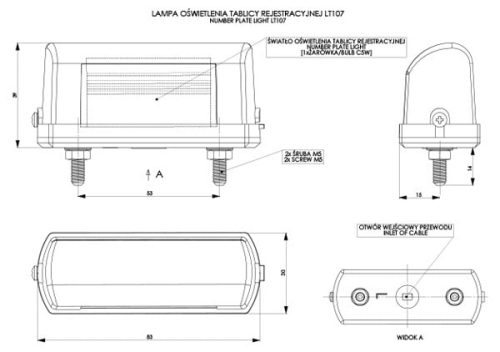 Lampa oświetlenia tablicy rejestracyjnej LT107